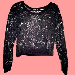 Women’s Crochet Design Long Sleeve Shirt